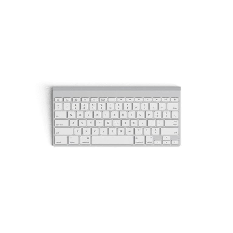 Dot Media workspace accessory - Apple-style white keyboard.